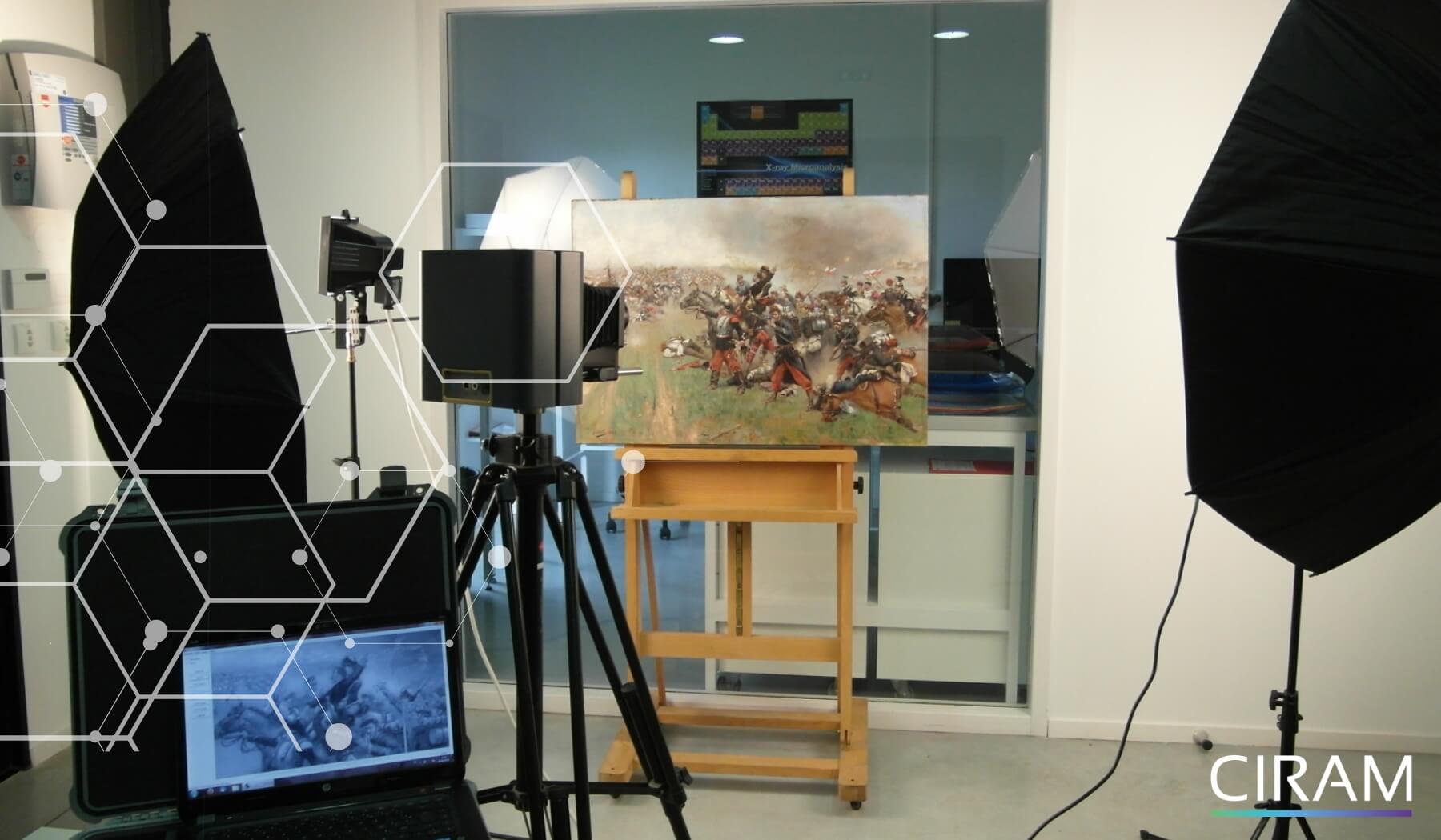 Setup for X-ray analysis of a painting