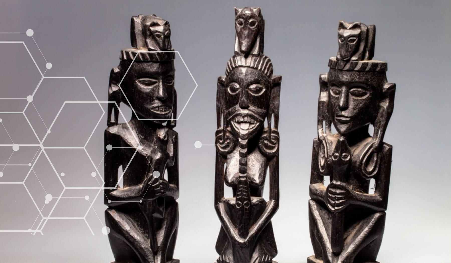 Tribal wooden statuettes carved from wood