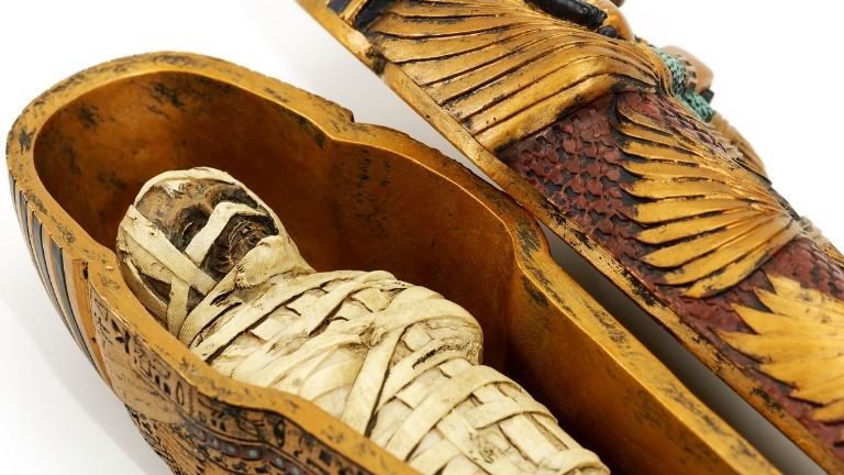 Egyptian sarcophagus with mummy