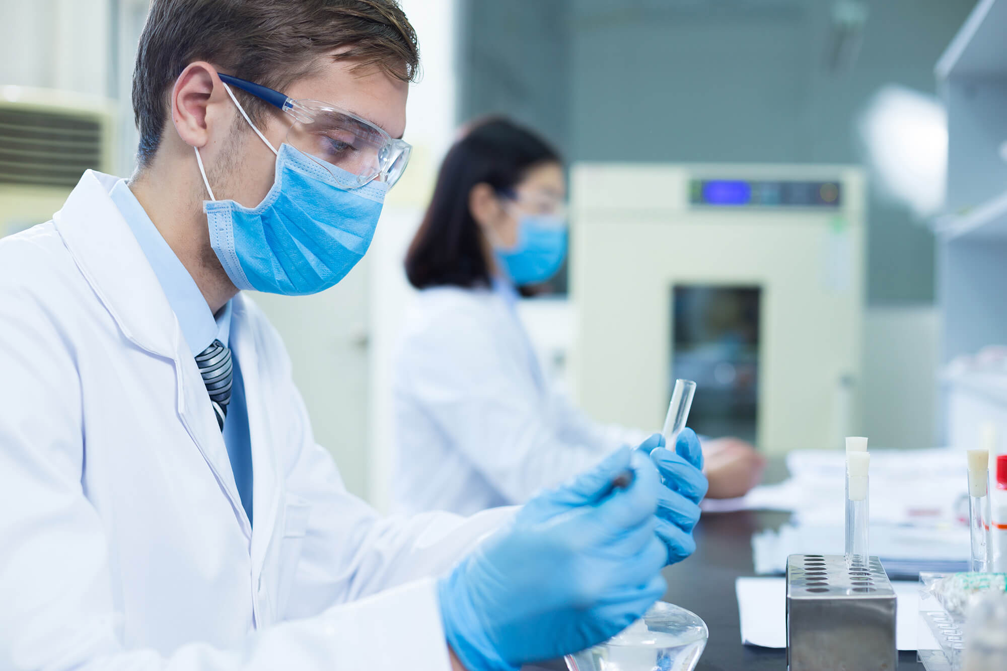 Scientist with sample products