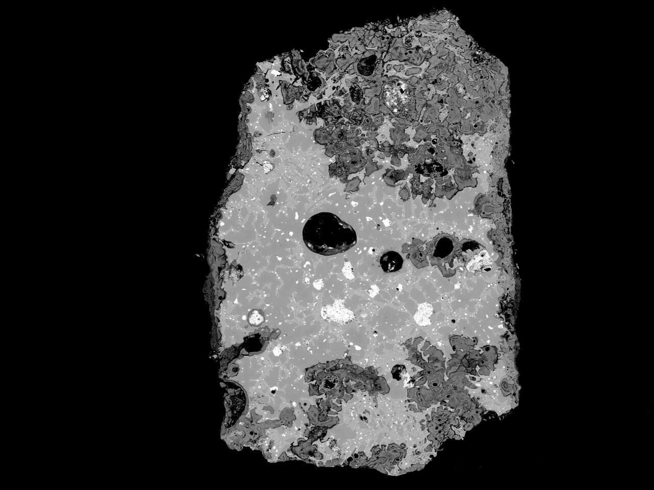 Microscopic image of metal corrosion for metallographic analysis