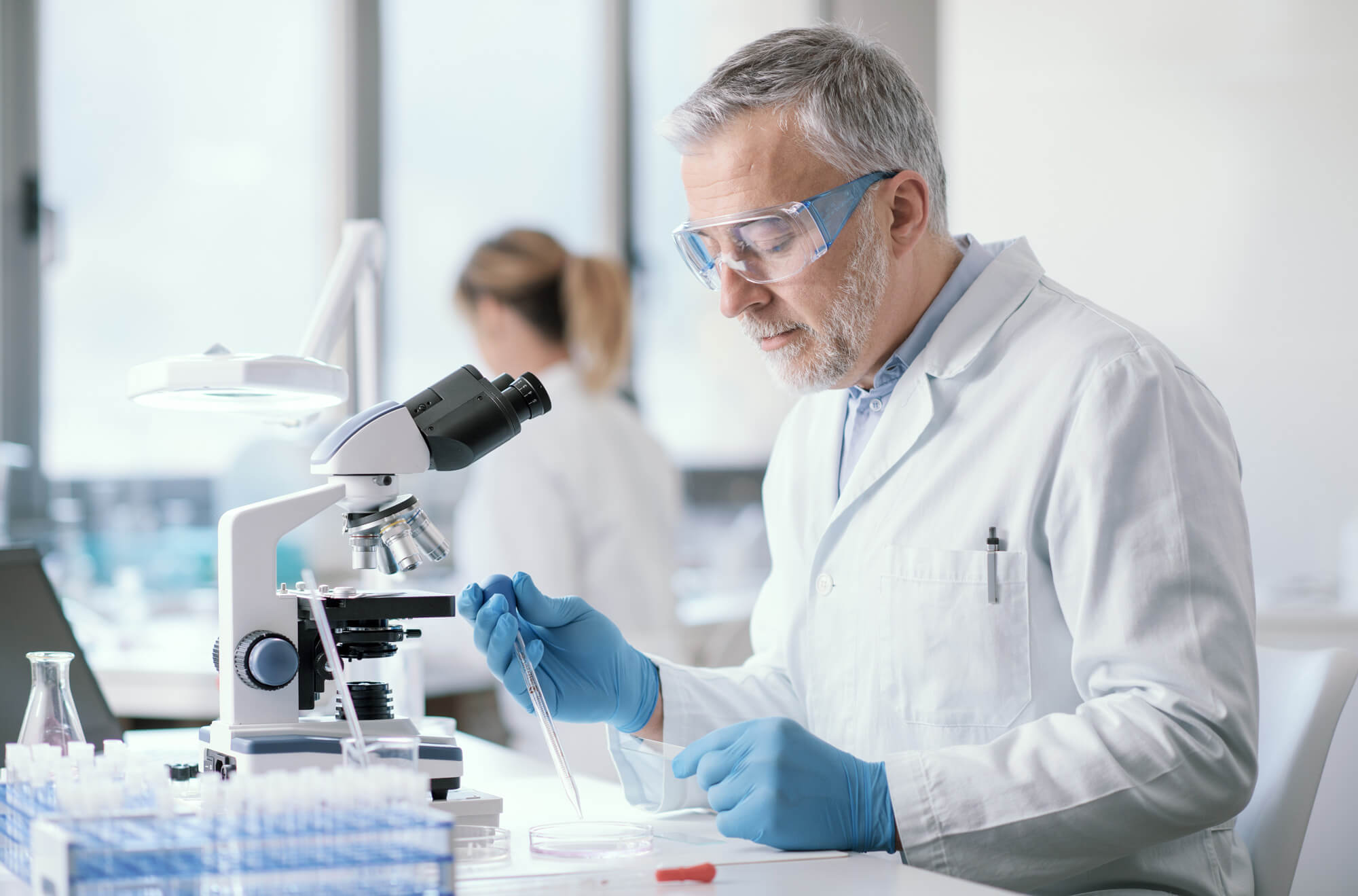 Scientist preparing a sample for laboratory dating analysis